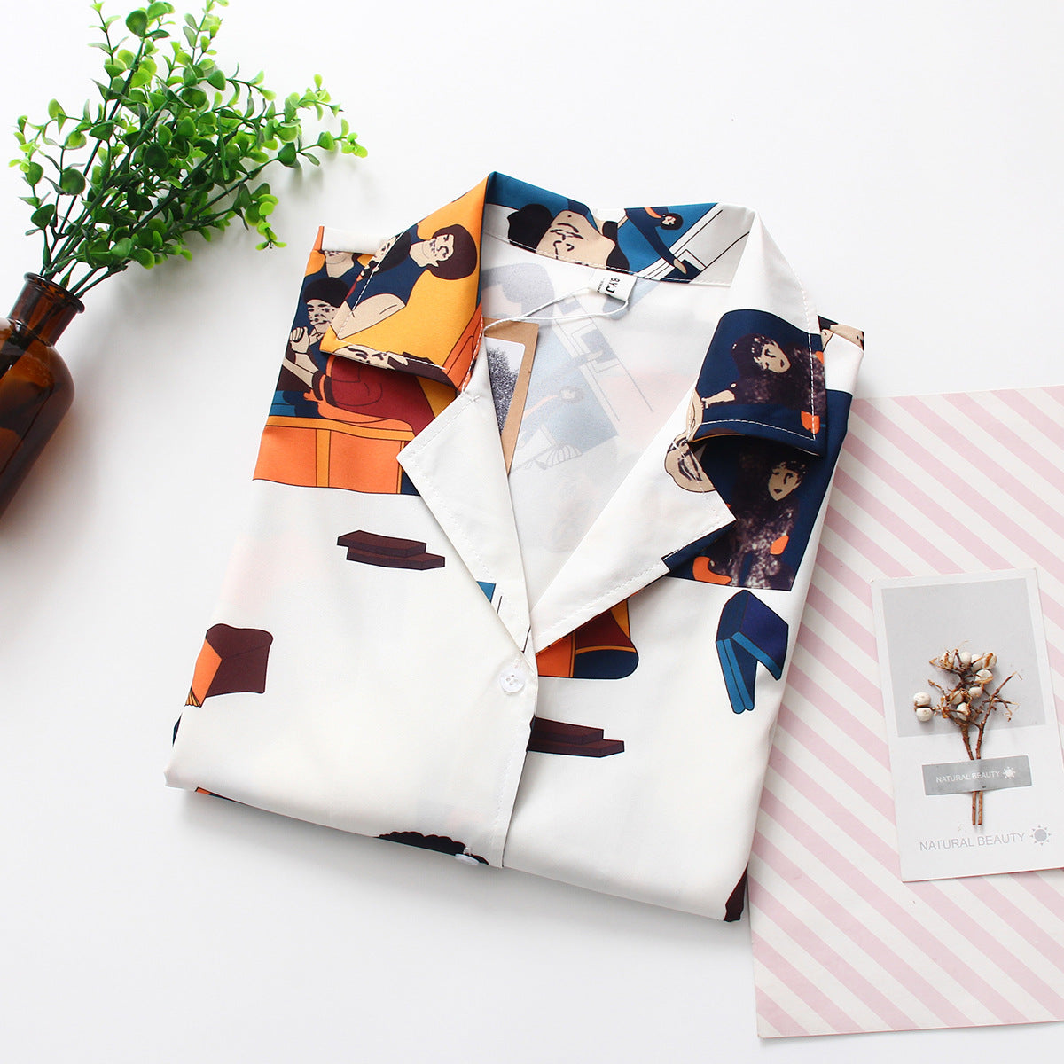 Short Sleeves Chic Funky Cartoon Prints CHIFFON Shirt BLOUSE Soft