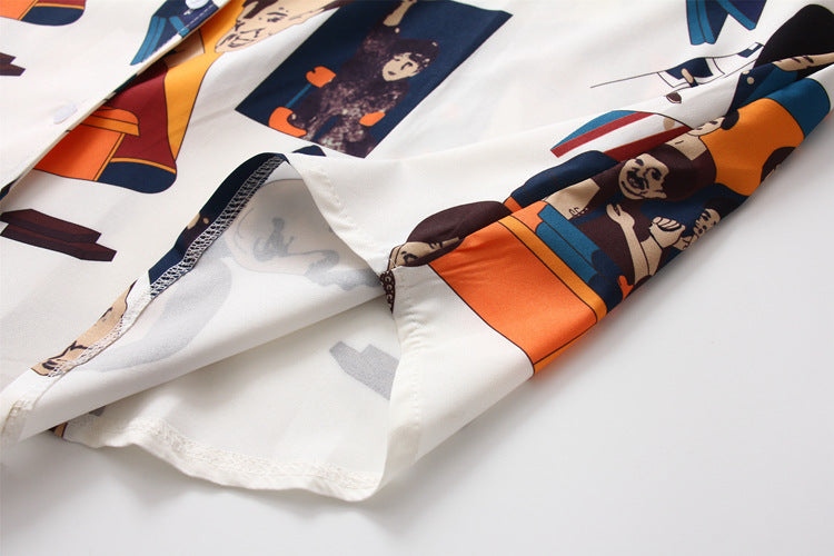 Short Sleeves Chic Funky Cartoon Prints CHIFFON Shirt BLOUSE Soft