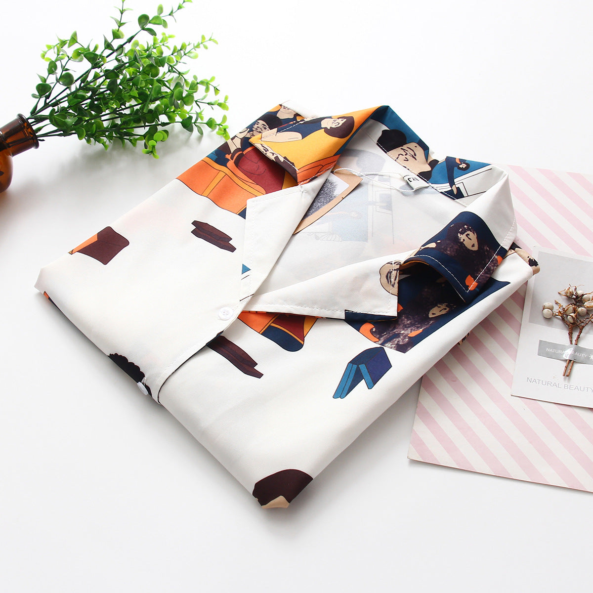Short Sleeves Chic Funky Cartoon Prints CHIFFON Shirt BLOUSE Soft