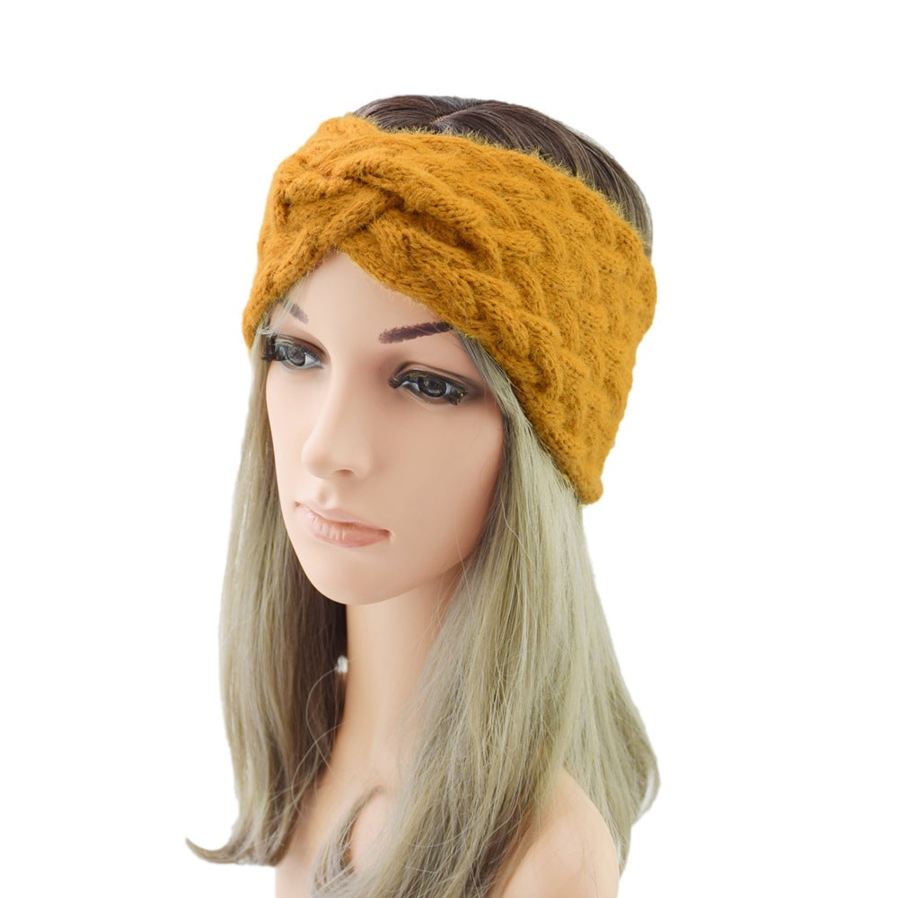 Fluffy Thick Twisted Knitted Braids Wide Headband Head Wrap Elastic Wool Ear Hairband Turban