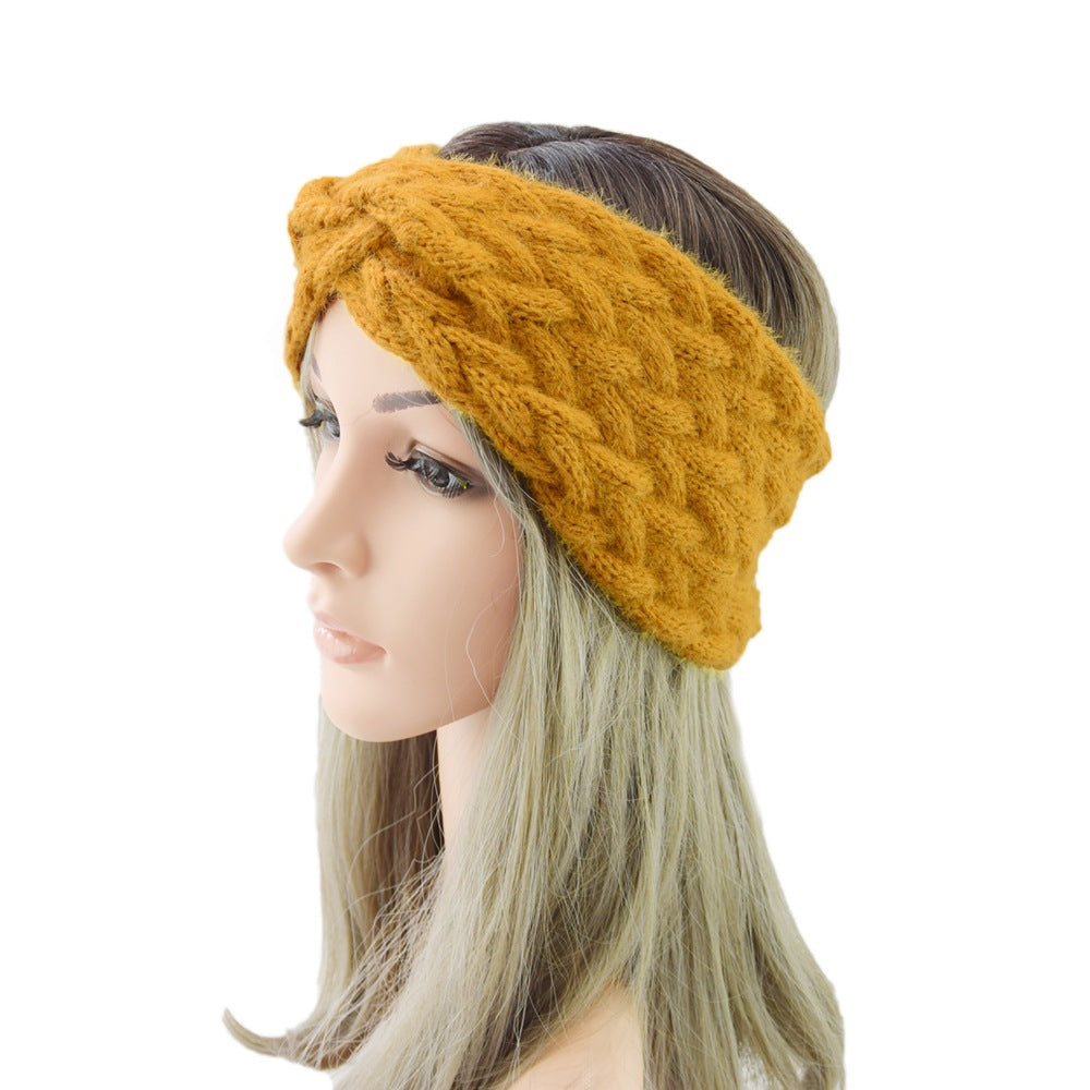 Fluffy Thick Twisted Knitted Braids Wide Headband Head Wrap Elastic Wool Ear Hairband Turban