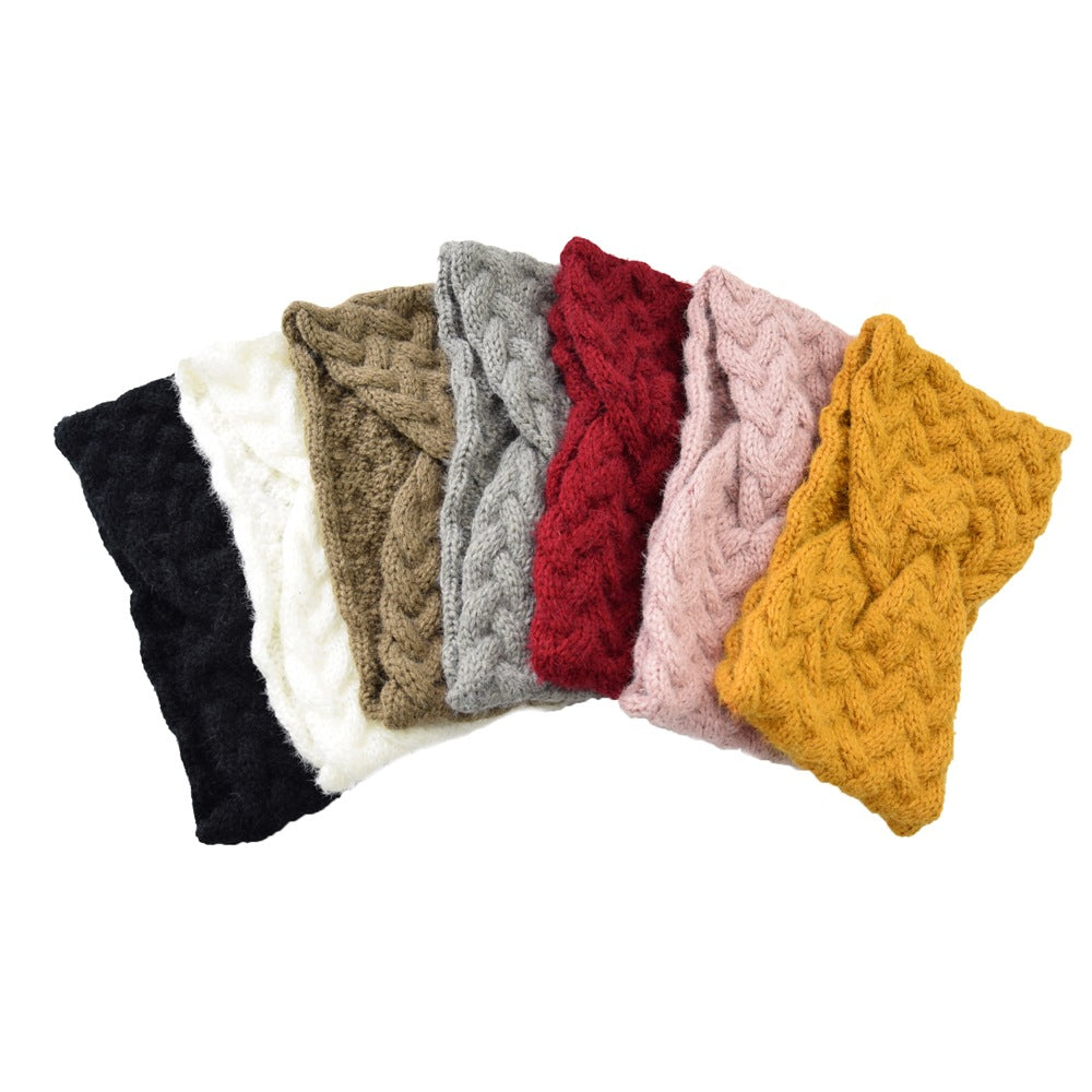 Fluffy Thick Twisted Knitted Braids Wide Headband Head Wrap Elastic Wool Ear Hairband Turban
