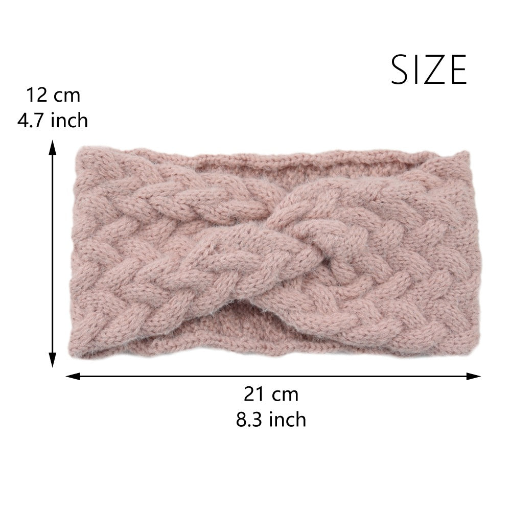 Fluffy Thick Twisted Knitted Braids Wide Headband Head Wrap Elastic Wool Ear Hairband Turban