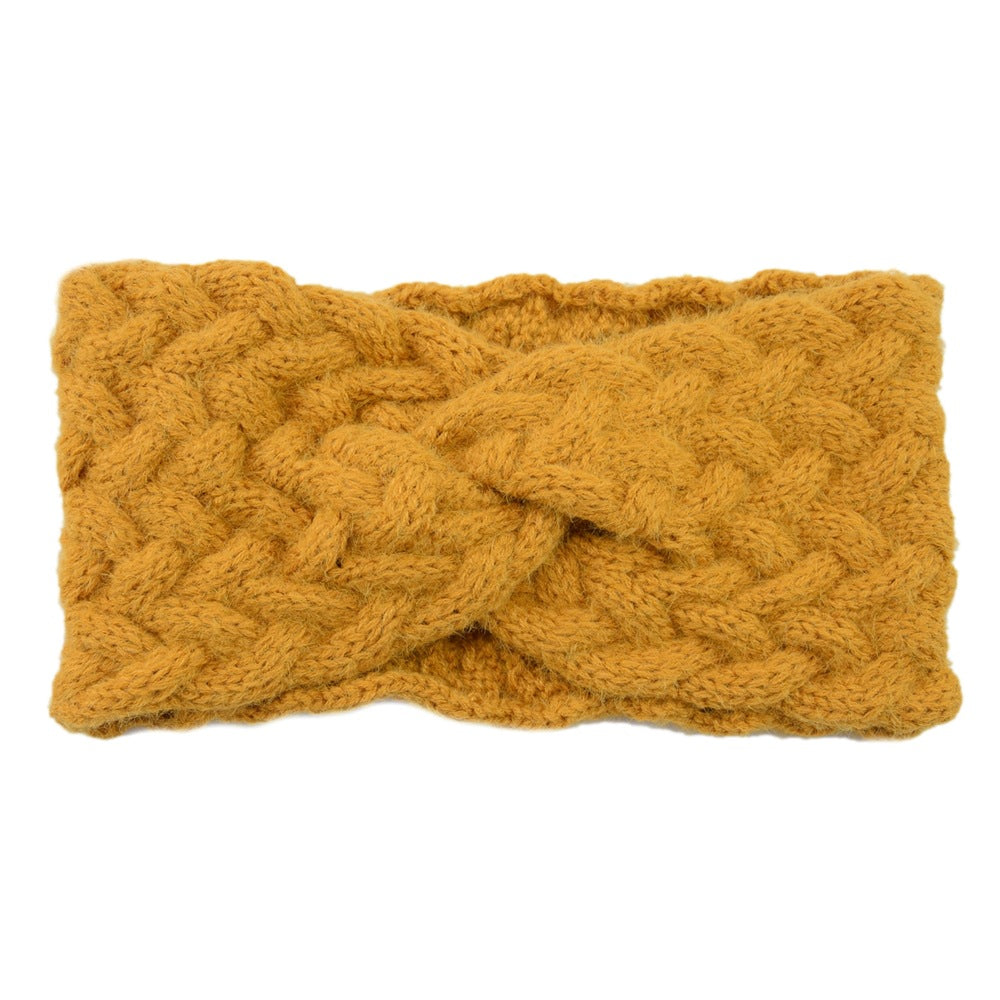 Fluffy Thick Twisted Knitted Braids Wide Headband Head Wrap Elastic Wool Ear Hairband Turban