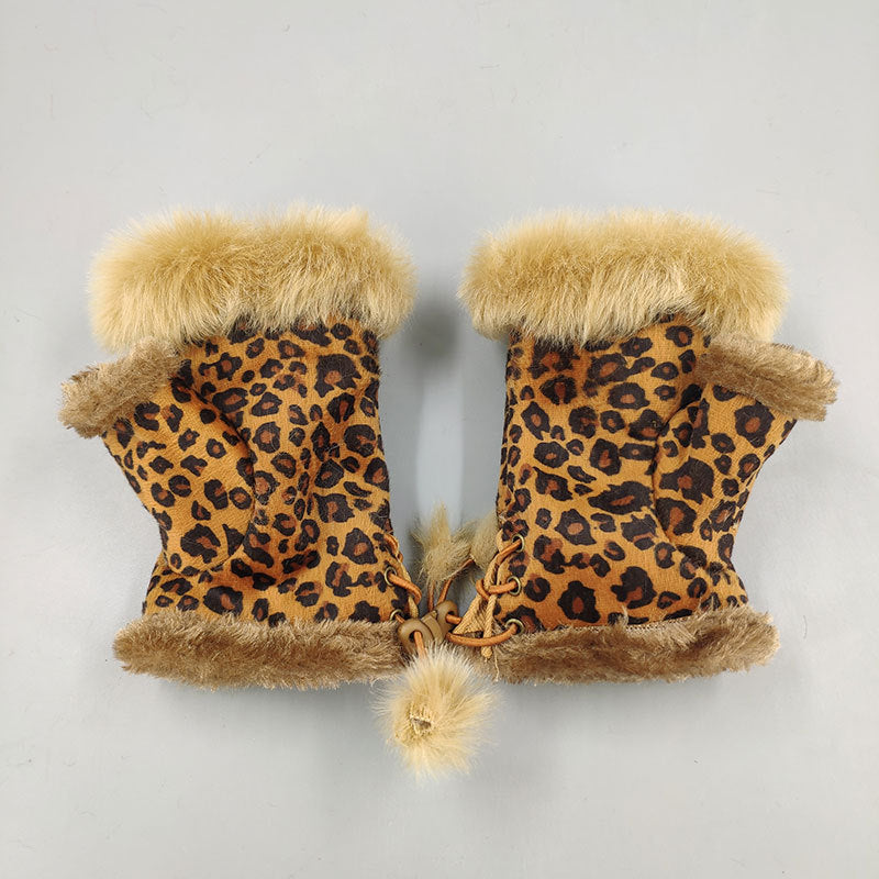 Winter Fingerless Suede Faux Fur Gloves Mittens Soft Warm Fleece Lined UK