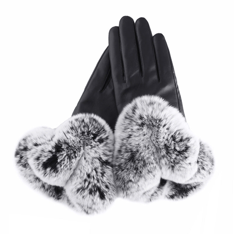 Ladies Faux leather/fur Winter Premium Gloves Touchscreen fleece Lined UK