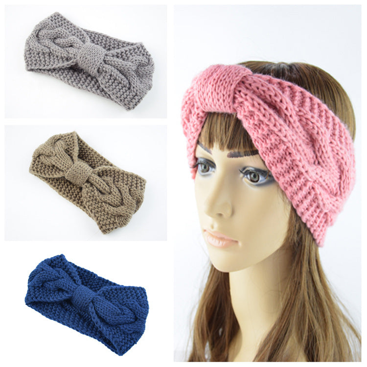 Knitted Braids Wide Headband Head Wrap Elastic Wool Ear Hairband Turban Knotted 1