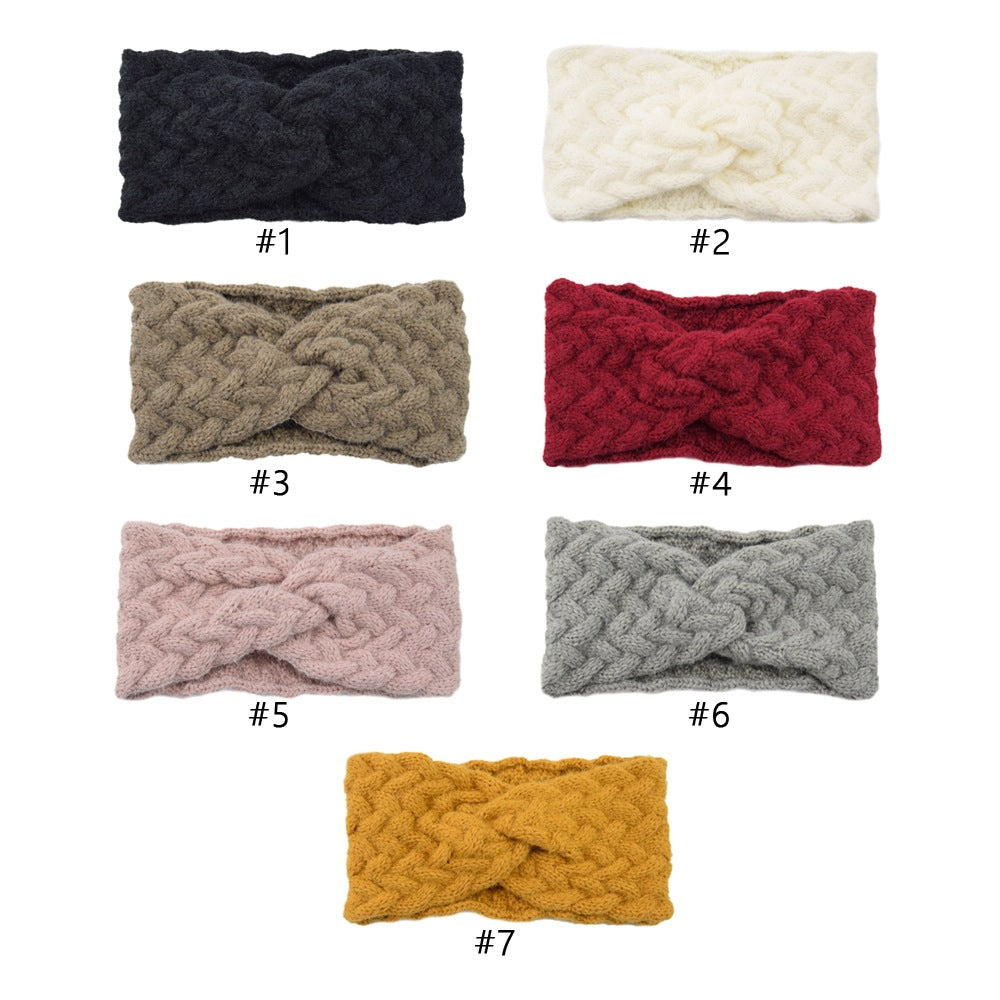 Fluffy Thick Twisted Knitted Braids Wide Headband Head Wrap Elastic Wool Ear Hairband Turban