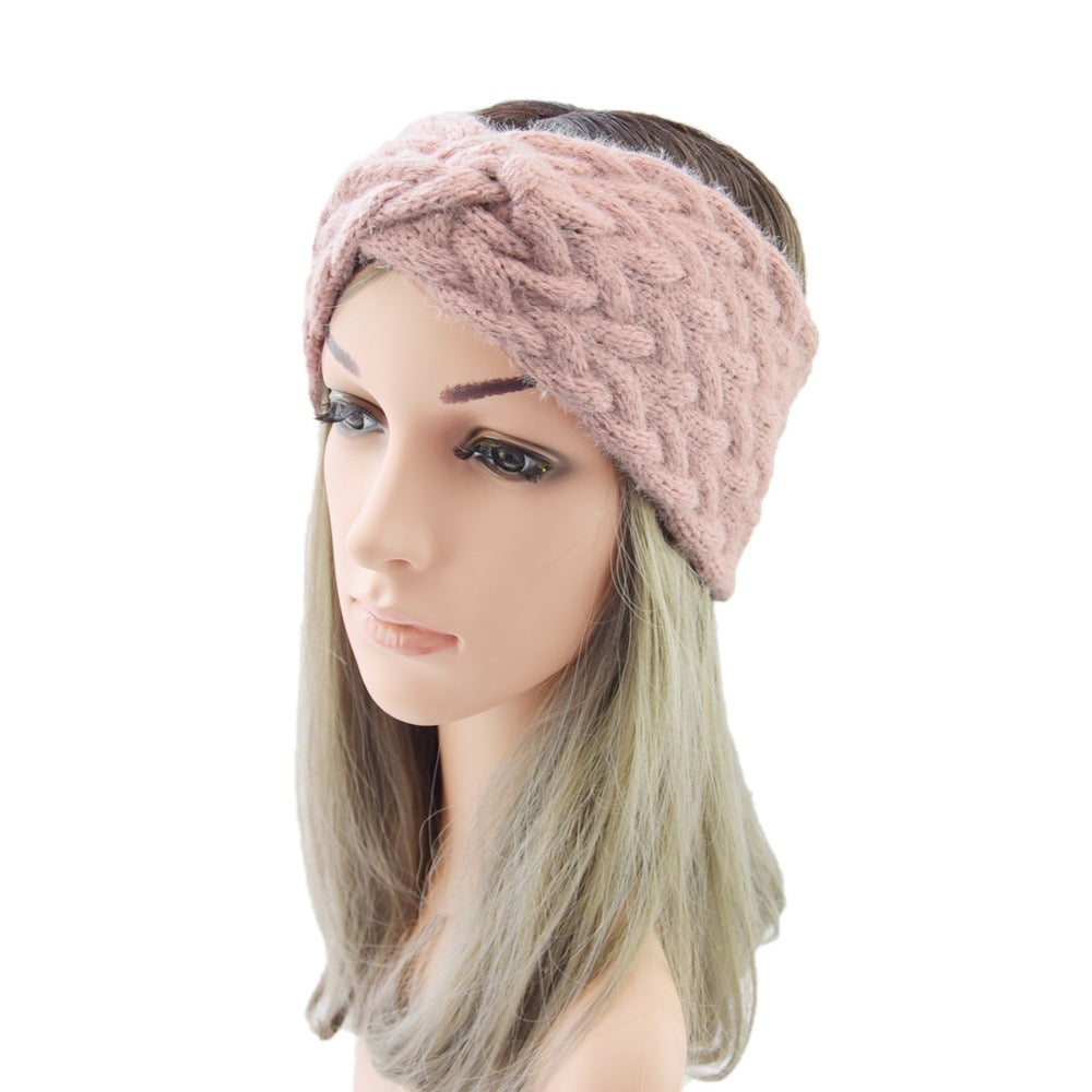 Fluffy Thick Twisted Knitted Braids Wide Headband Head Wrap Elastic Wool Ear Hairband Turban