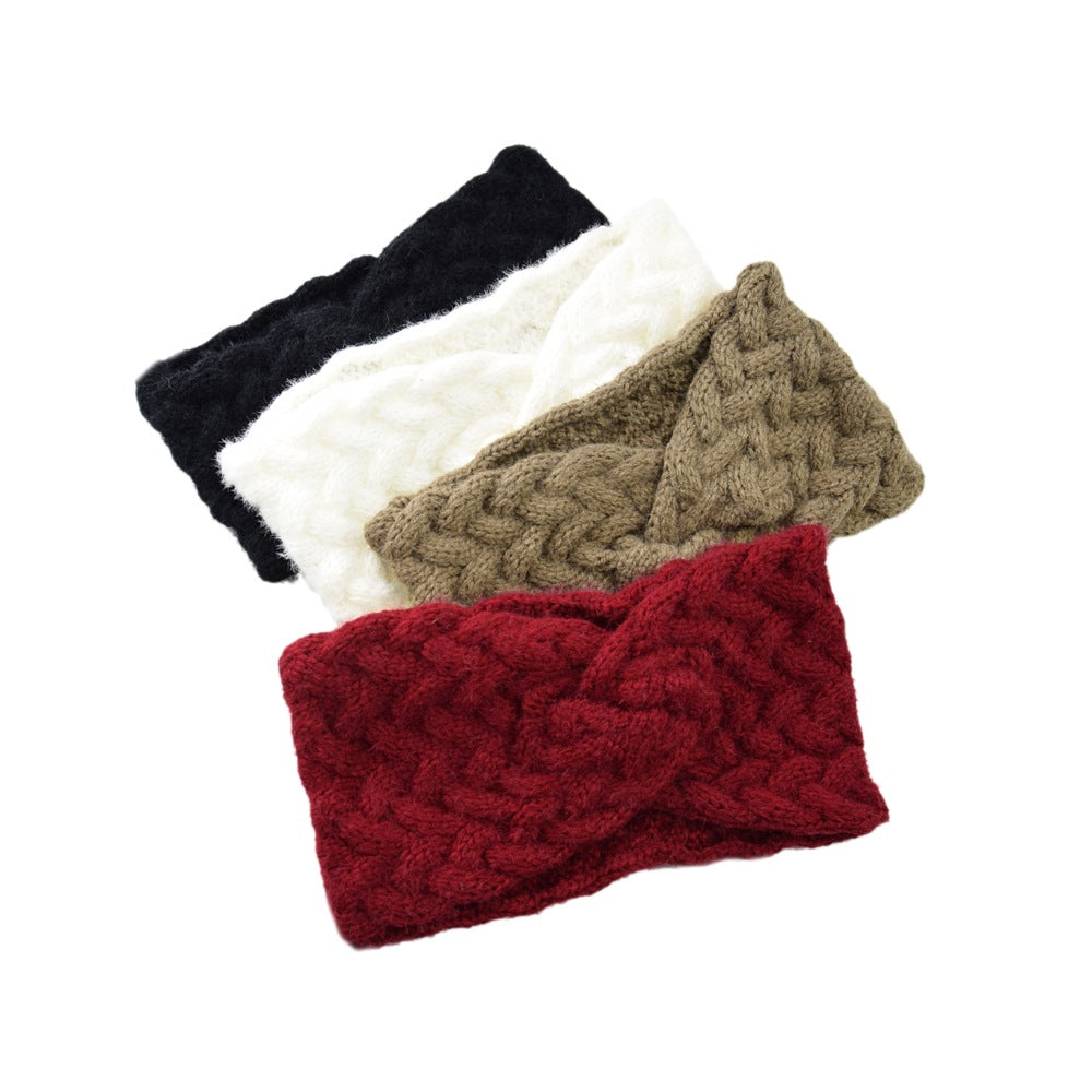 Fluffy Thick Twisted Knitted Braids Wide Headband Head Wrap Elastic Wool Ear Hairband Turban