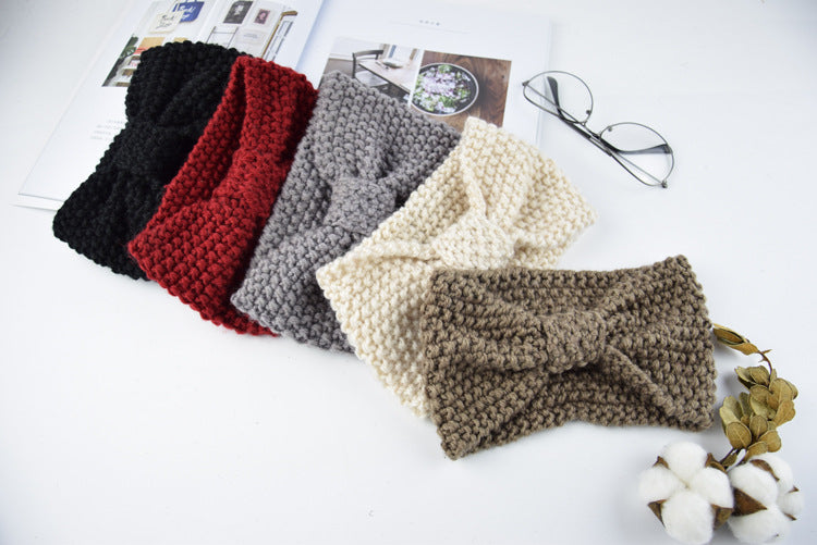 Knitted Braids Wide Headband Head Wrap Elastic Wool Ear Hairband Turban Knotted Corn