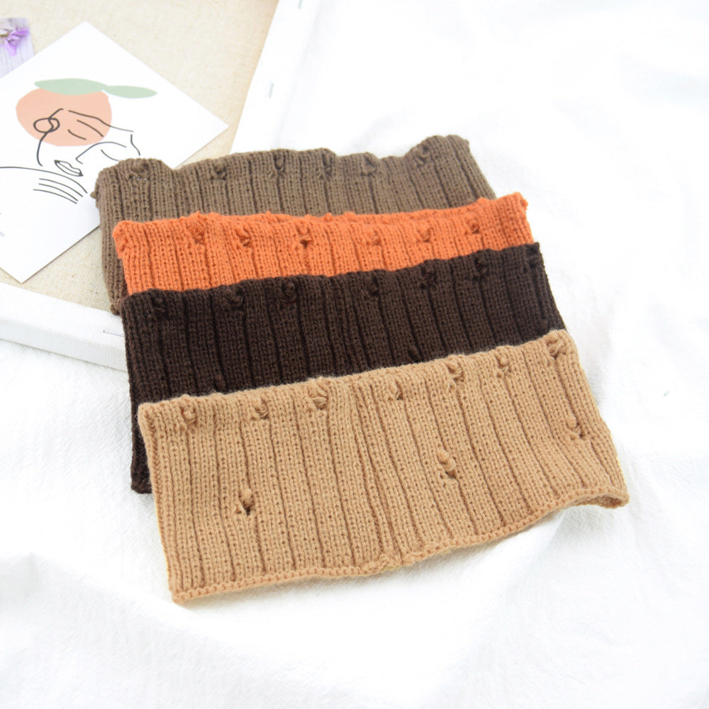 Holes Knitted Braids Wide Headband Head Wrap Elastic Wool Ear Hairband Turban 8