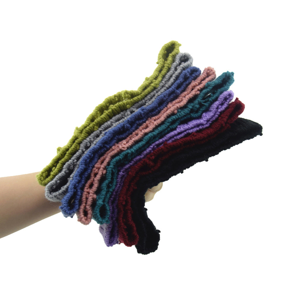 Holes Knitted Braids Wide Headband Head Wrap Elastic Wool Ear Hairband Turban 8