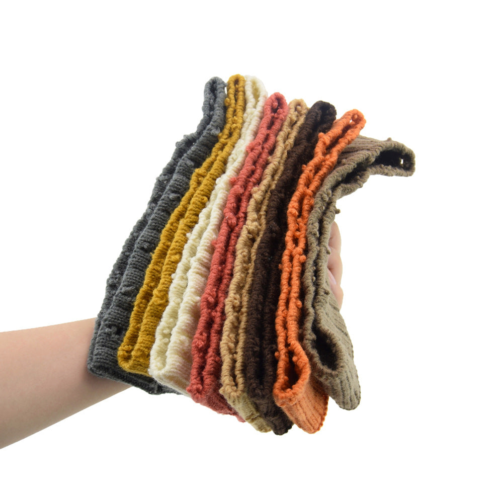 Holes Knitted Braids Wide Headband Head Wrap Elastic Wool Ear Hairband Turban 8