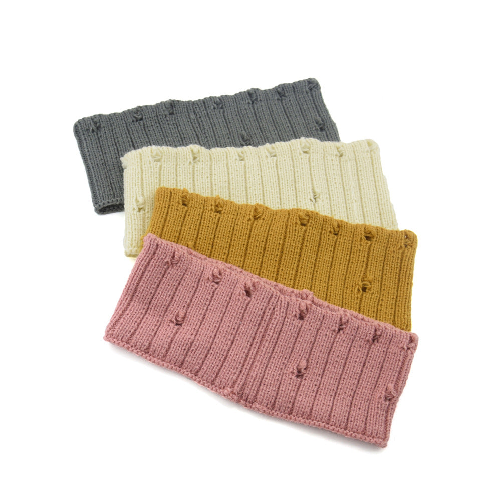 Holes Knitted Braids Wide Headband Head Wrap Elastic Wool Ear Hairband Turban 8