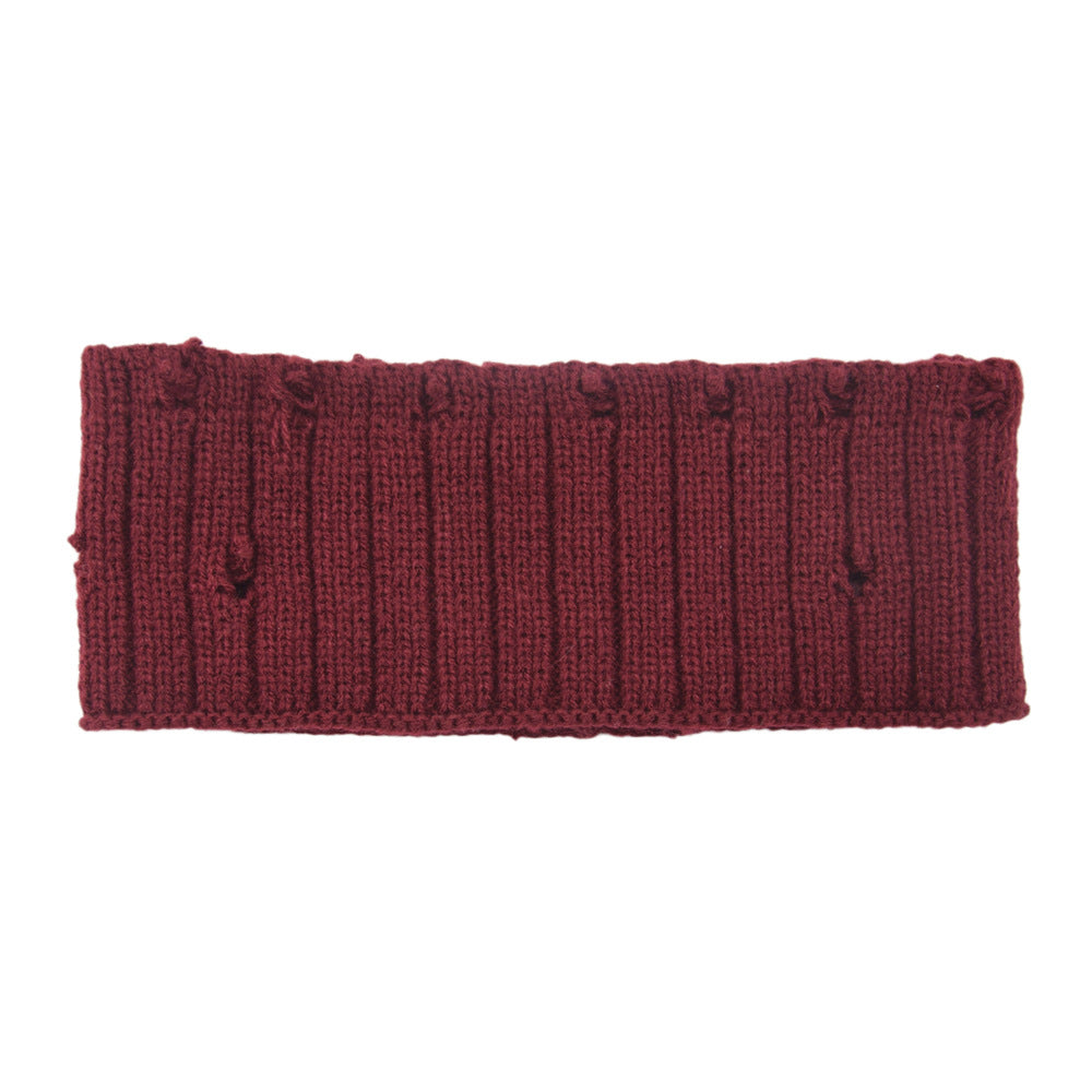 Holes Knitted Braids Wide Headband Head Wrap Elastic Wool Ear Hairband Turban 8