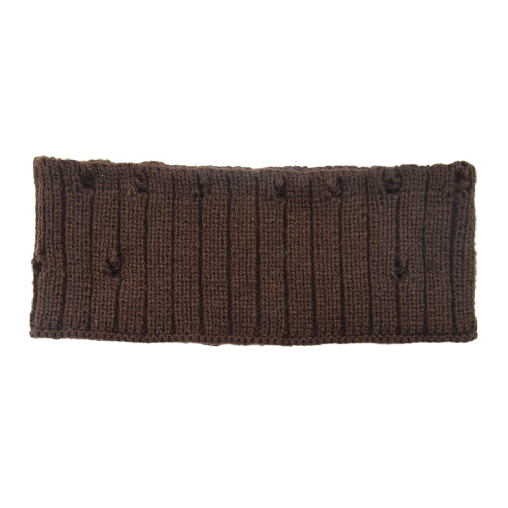 Holes Knitted Braids Wide Headband Head Wrap Elastic Wool Ear Hairband Turban 8