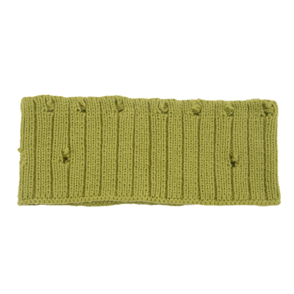 Holes Knitted Braids Wide Headband Head Wrap Elastic Wool Ear Hairband Turban 8