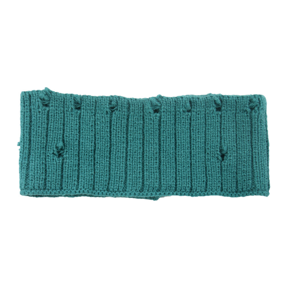 Holes Knitted Braids Wide Headband Head Wrap Elastic Wool Ear Hairband Turban 8
