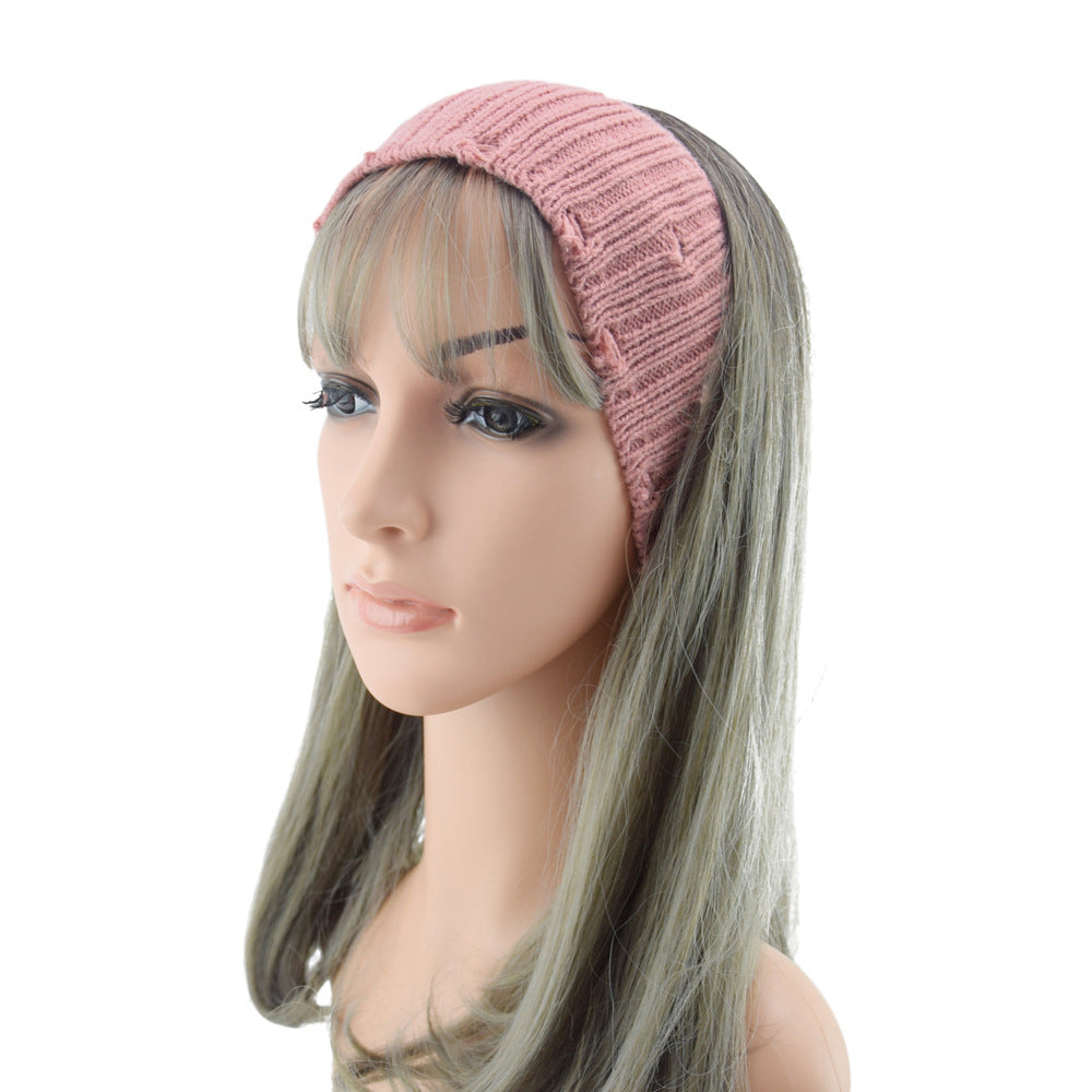 Holes Knitted Braids Wide Headband Head Wrap Elastic Wool Ear Hairband Turban 8