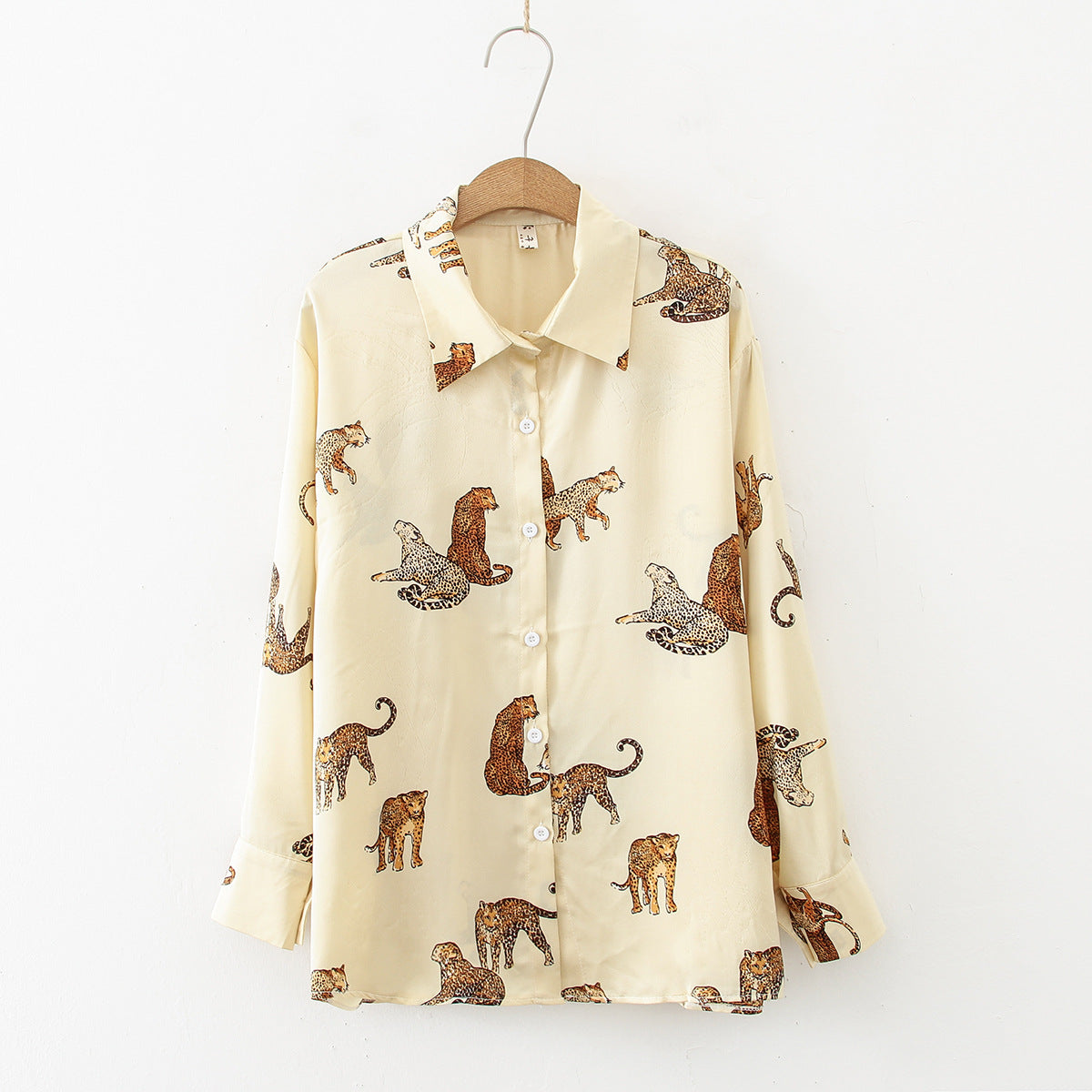Silky Leopard Tiger Green Animal Print Satin Shirt Soft Silky Animal Print UK