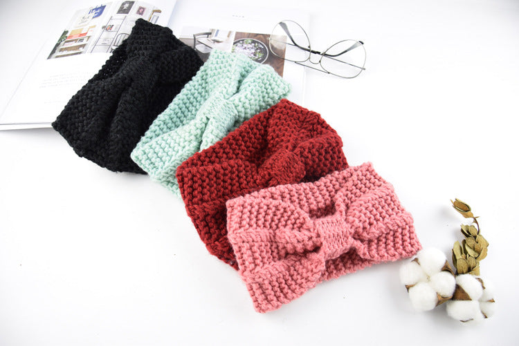 Knitted Braids Wide Headband Head Wrap Elastic Wool Ear Hairband Turban Knotted Corn Lines