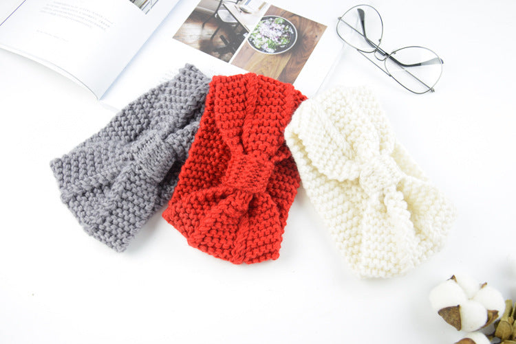 Knitted Braids Wide Headband Head Wrap Elastic Wool Ear Hairband Turban Knotted Corn Lines