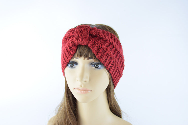 Knitted Braids Wide Headband Head Wrap Elastic Wool Ear Hairband Turban Knotted Corn Lines