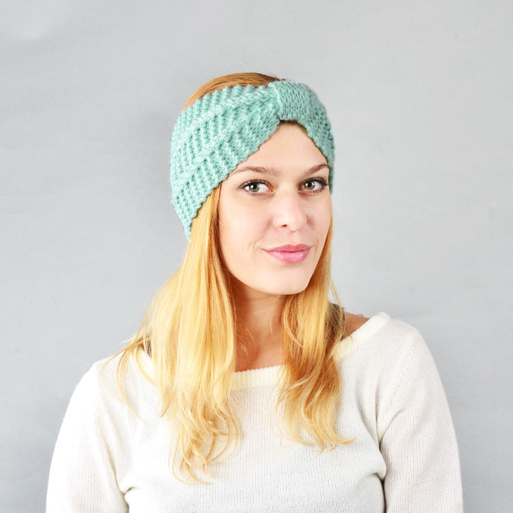 Knitted Braids Wide Headband Head Wrap Elastic Wool Ear Hairband Turban Knotted Corn Lines