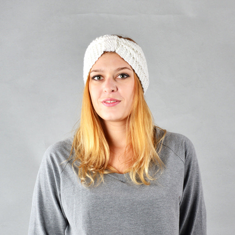 Knitted Braids Wide Headband Head Wrap Elastic Wool Ear Hairband Turban Knotted Corn Lines