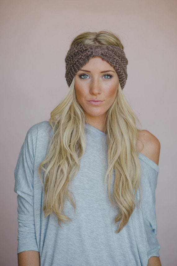 Knitted Braids Wide Headband Head Wrap Elastic Wool Ear Hairband Turban Knotted Corn Lines