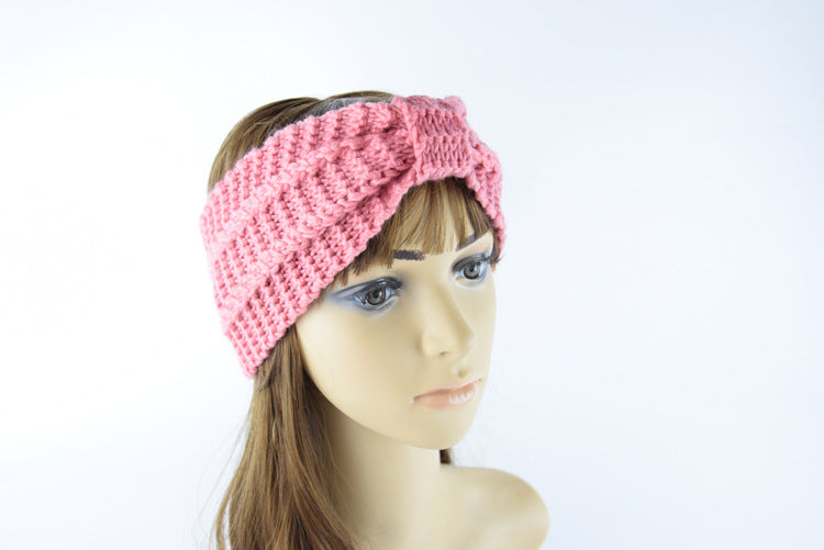 Knitted Braids Wide Headband Head Wrap Elastic Wool Ear Hairband Turban Knotted Corn Lines