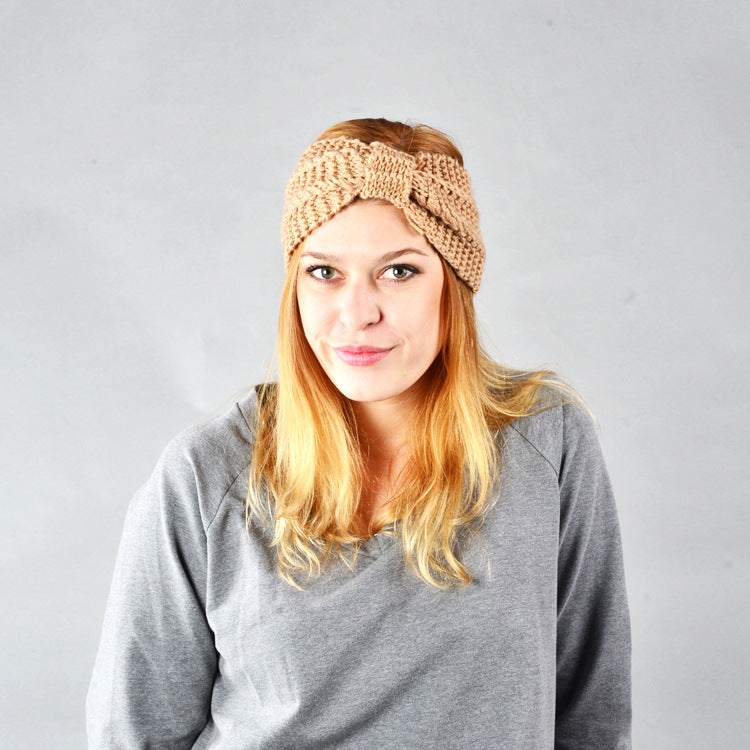Knitted Braids Wide Headband Head Wrap Elastic Wool Ear Hairband Turban Knotted Corn Lines