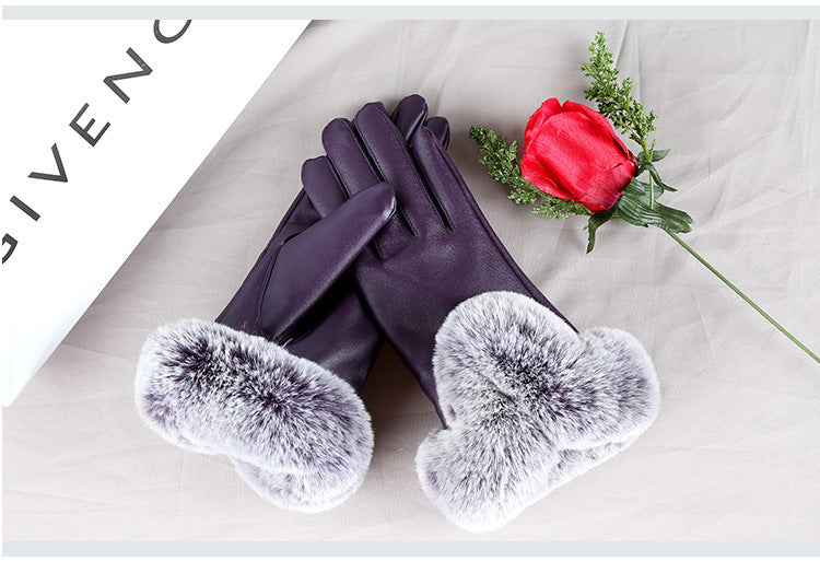 Ladies Faux leather/fur Winter Premium Gloves Touchscreen fleece Lined UK