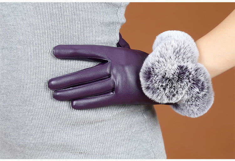 Ladies Faux leather/fur Winter Premium Gloves Touchscreen fleece Lined UK