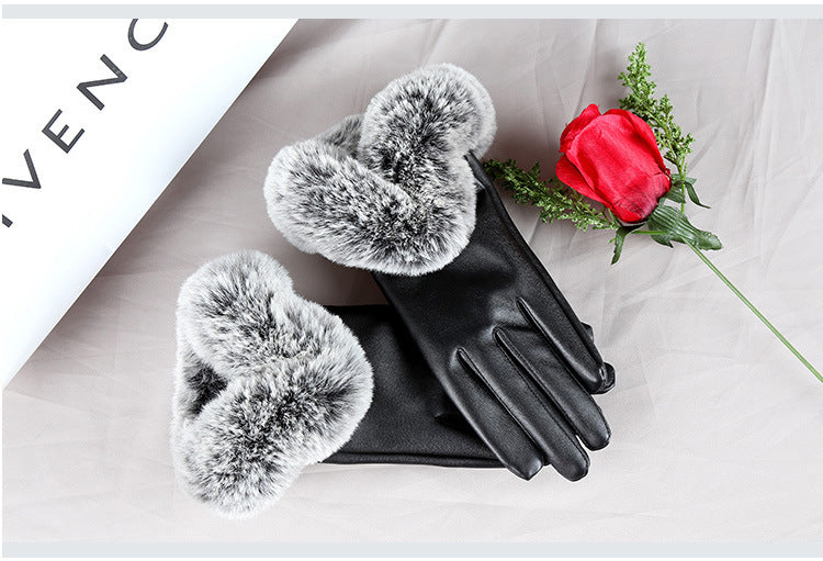 Ladies Faux leather/fur Winter Premium Gloves Touchscreen fleece Lined UK