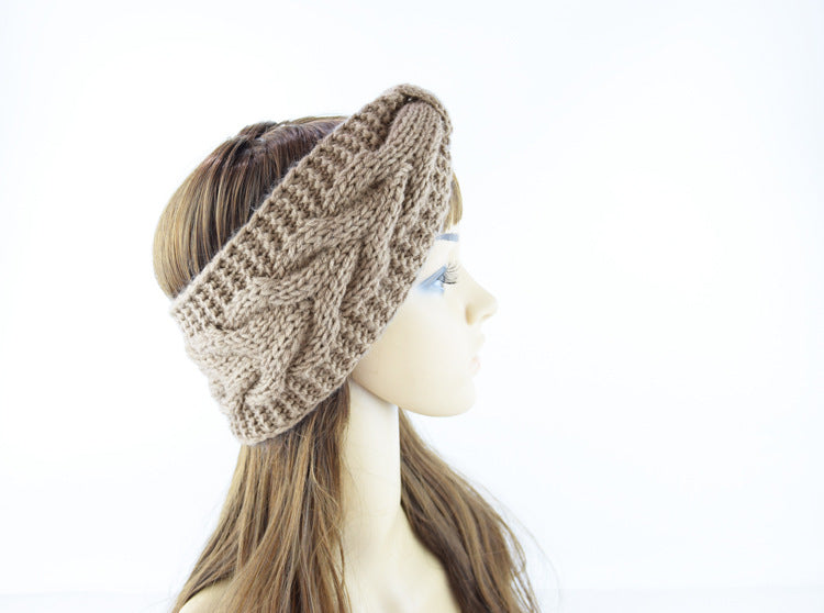Knitted Braids Wide Headband Head Wrap Elastic Wool Ear Hairband Turban Knotted 1