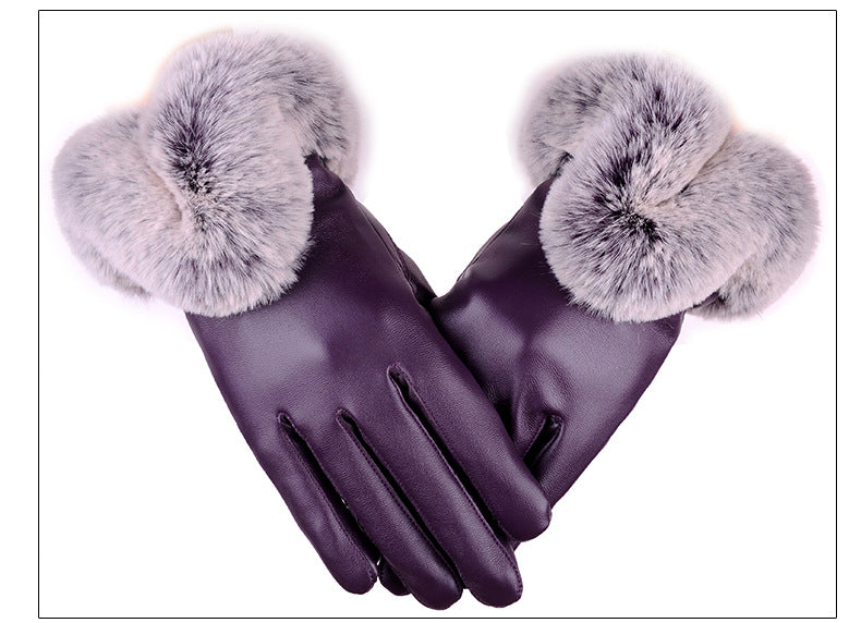 Ladies Faux leather/fur Winter Premium Gloves Touchscreen fleece Lined UK