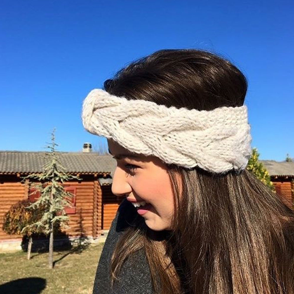 Knitted Braids Wide Headband Head Wrap Elastic Wool Ear Hairband Turban Knotted 1
