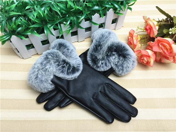 Ladies Faux leather/fur Winter Premium Gloves Touchscreen fleece Lined UK