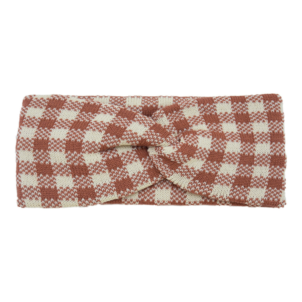 Thick Check Twisted Knitted Braids Wide Headband Head Wrap Elastic Wool Ear Hairband Turban