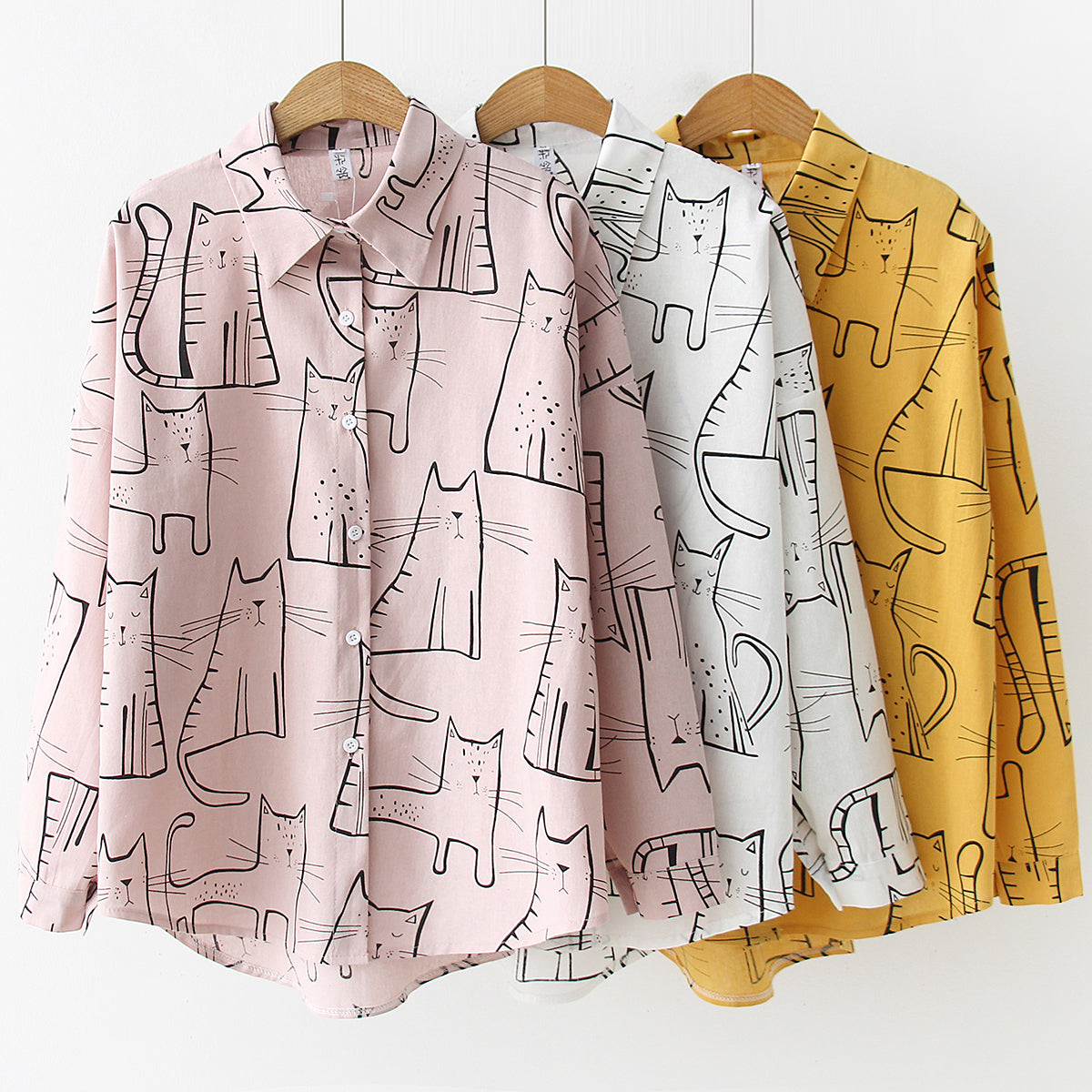 Funky Cotton Cats Print Shirt Loose Fit
