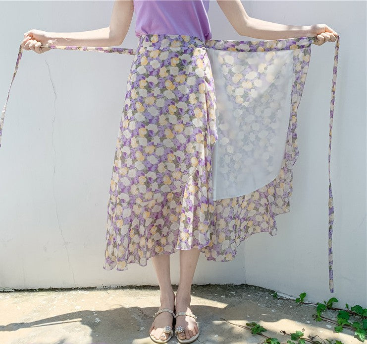 Skirt Wrapped, 1 pcs skirt Chiffon Floral