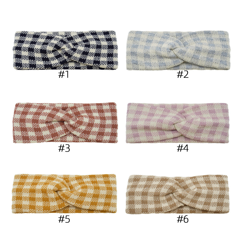 Thick Check Twisted Knitted Braids Wide Headband Head Wrap Elastic Wool Ear Hairband Turban