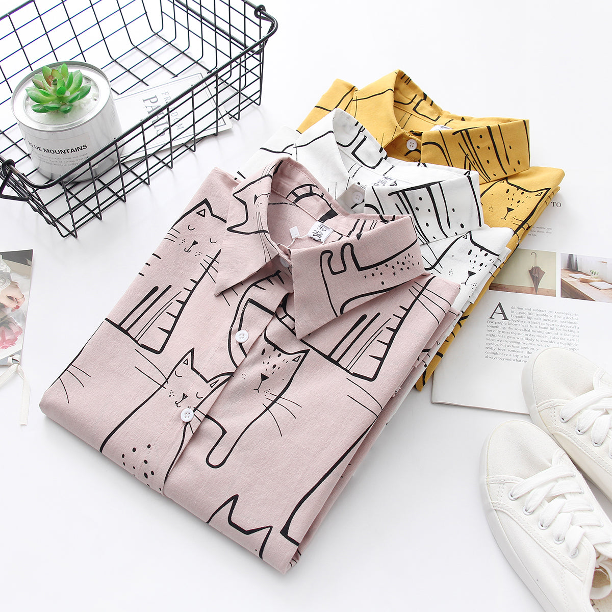 Funky Cotton Cats Print Shirt Loose Fit