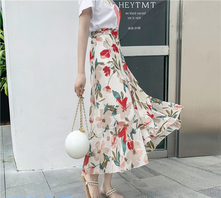 Skirt Wrapped, 1 pcs skirt Chiffon Floral