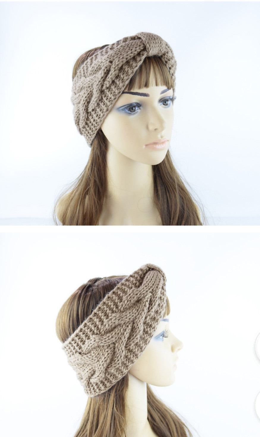 Knitted Braids Wide Headband Head Wrap Elastic Wool Ear Hairband Turban Knotted 1