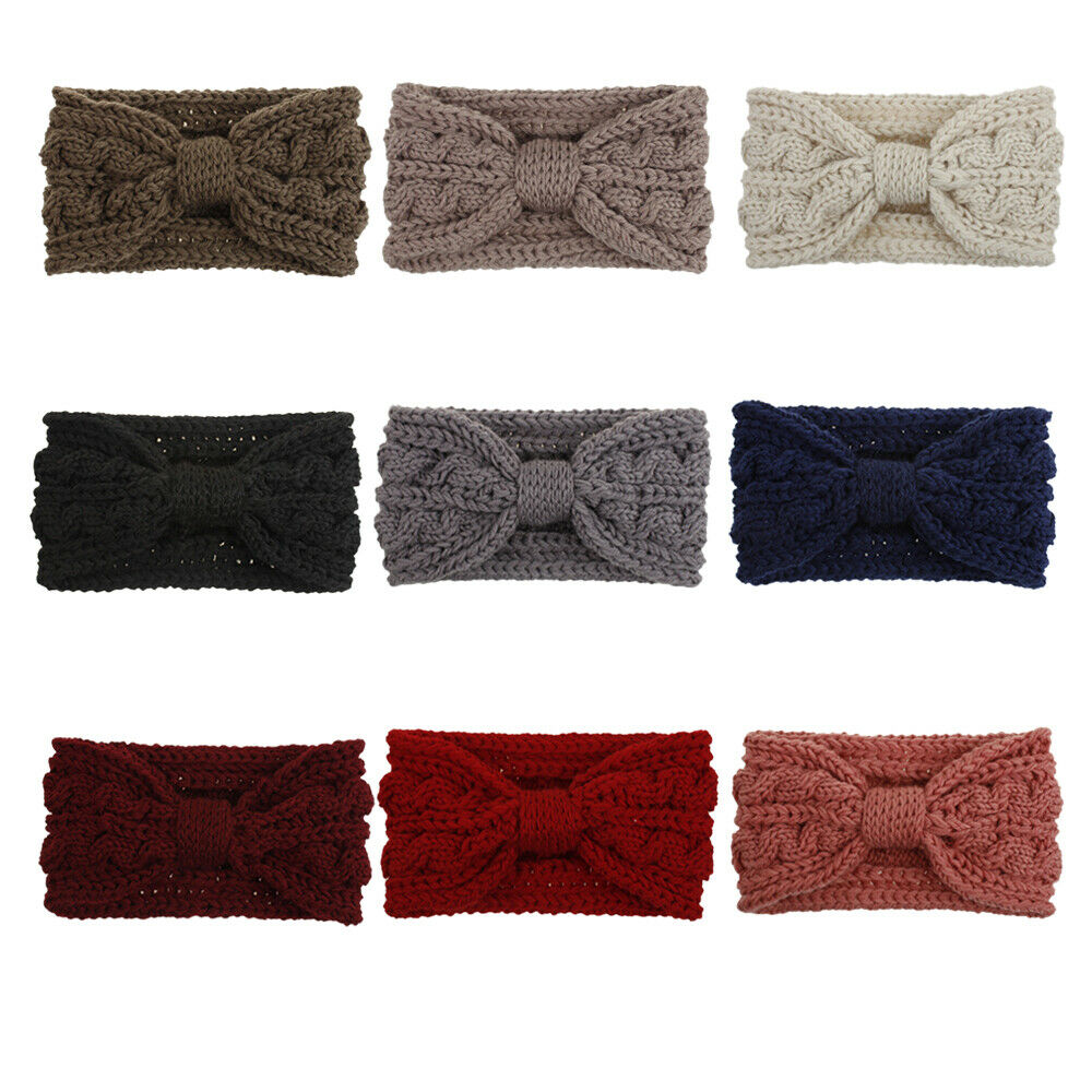 Knitted Braids Wide Headband Head Wrap Elastic Wool Ear Hairband Turban Knotted 1