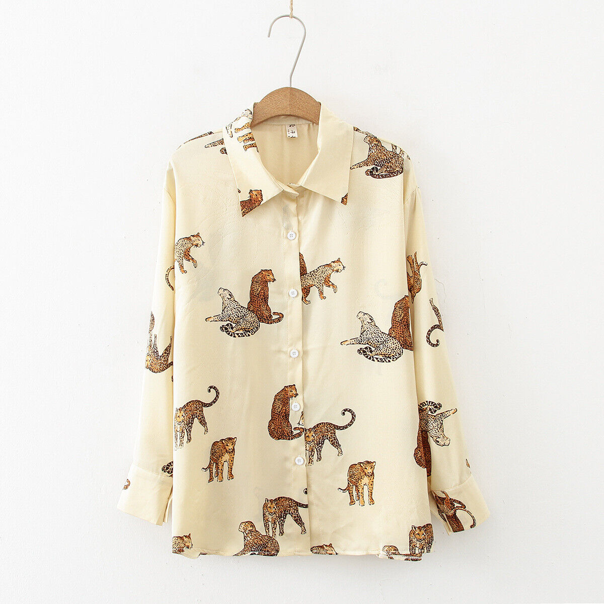Silky Leopard Tiger Green Animal Print Satin Shirt Soft Silky Animal Print UK