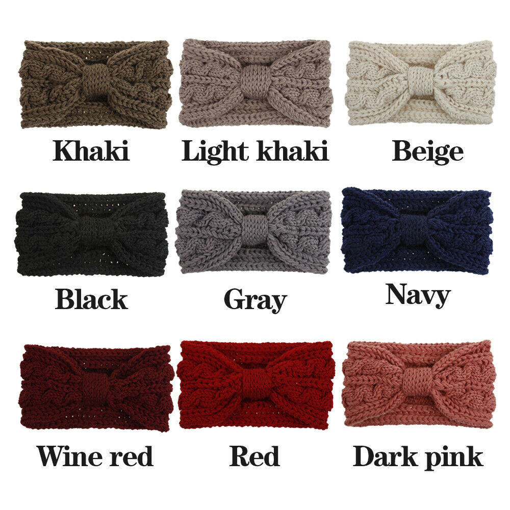 Knitted Braids Wide Headband Head Wrap Elastic Wool Ear Hairband Turban Knotted 2